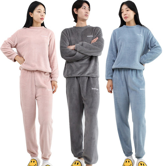 슬레진저 파스텔 수면잠옷 남녀공용 극세사 수면 파자마 잠옷 상하의 세트