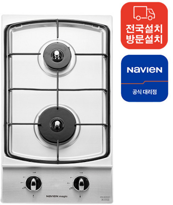 [전국설치]경동 나비엔매직 빌트인 매립 2구 가스렌지, LNG, GRB-1102