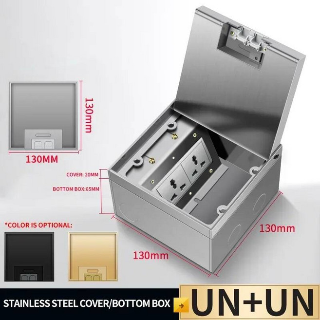 타워형멀티탭 깔끔한인테리어 멀티콘센트 고용량 평면 바닥 숨겨진 소켓 EU 220v 콘센트 내장형 전기 스테인레스 스틸 대리석 상자, 2UN, Silver