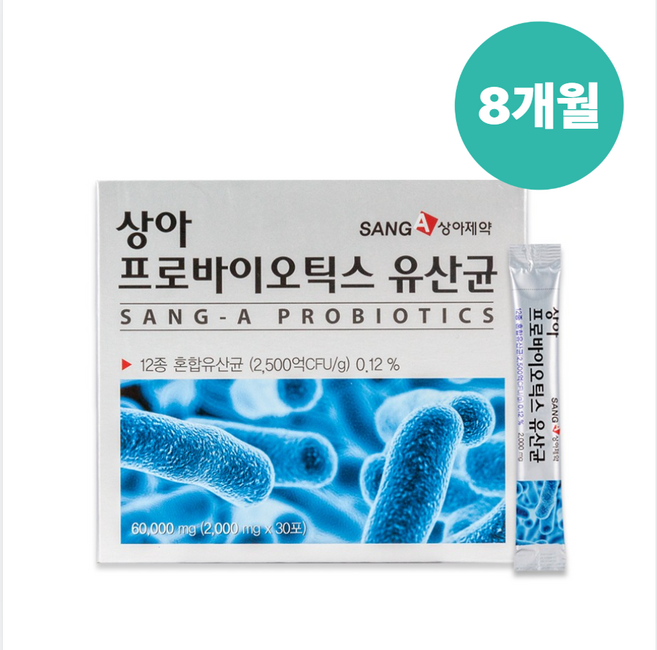 상아제약 프로바이오틱스 유산균 2 500억CFU/g, 60g, 8박스