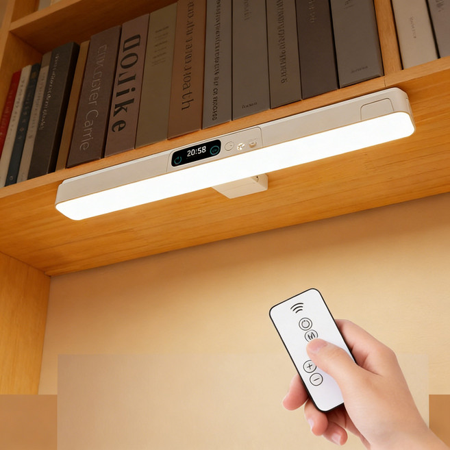 호밍사이 무선 자석 LED 블루라이트 차단 학습용 스탠드 시력보호 책상 조명 밝기조절 디지털 전력표시 무드등, 화이트