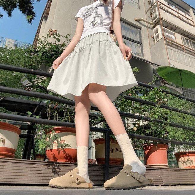半身裙女夏季學院風休閒五分裙