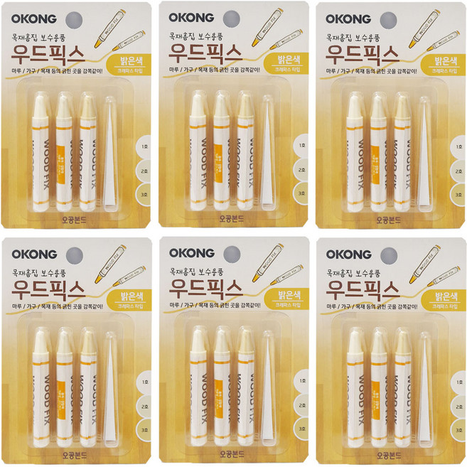 오공 우드픽스 밝은색 목재흠집보수용품, 6개