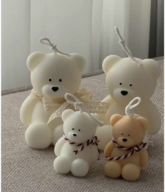 귀염둥이 곰돌이 소이 캔들, 퓨어솝, 화이트, 중간곰돌이, 1개