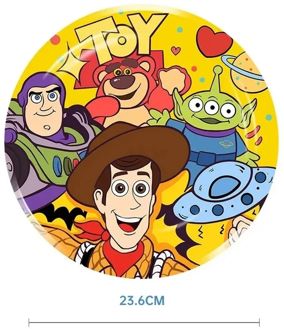토이 스토리 테마 일회용 파티 식기 종이컵 종이접시 테이블보 어린이 생일 파티 장식 용품, 24 10pcs 9in-plate B
