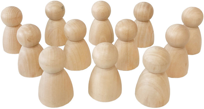 지아지조 레인보우 우드 인형 친구들 12pcs, 우드컬러, 1개