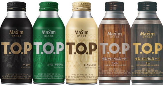 동서 맥심 티오피 캔커피 음료 5종 각 1개씩 혼합(블랙/스위트아메리카노/마스터라떼/배럴마일드/배럴볼드), 5개, 380ml