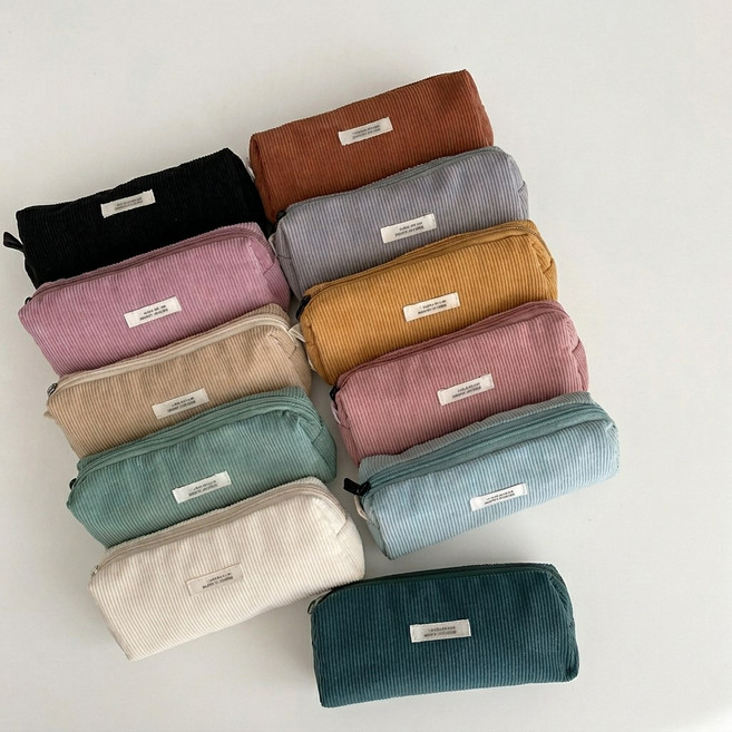 코듀로이 필통, 1개, 검정