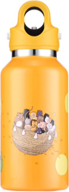 [레보맥스v2] 아이를 위한 18시간보안 36시간 보냉 아동이 열고 닫기 편한 키즈 보온병 1초 마법 어린이 REVOMAX 텀블러, 355ml, 노랑 친구들[키즈 텀블러]
