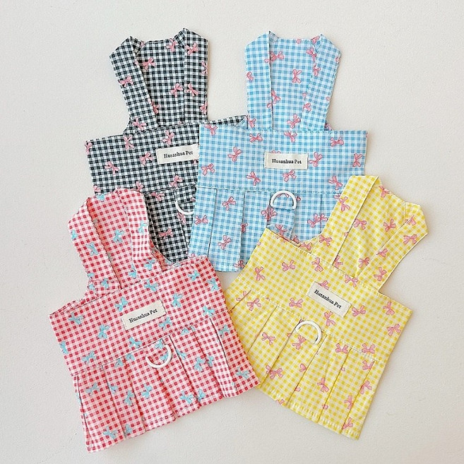 코코스튜디오 강아지옷 케이프 리본 피크닉 하네스 원피스, 스카이(케이프SET), 1개