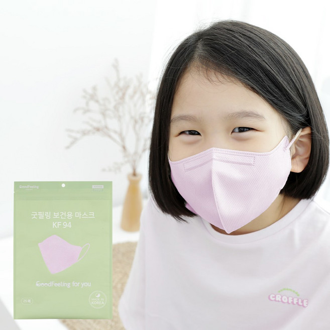 굿필링 컬러 새부리형 마스크 KF94 소형, 핑크, 4개, 25매입