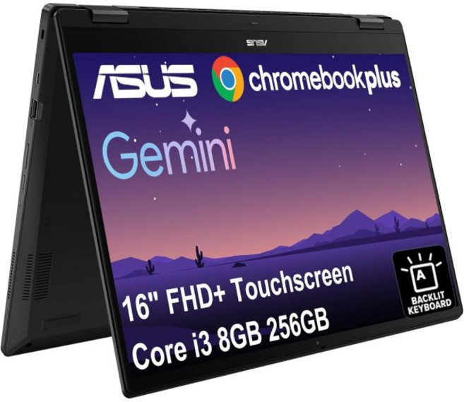 ASUS 크롬북 플러스 플립 CX5 16인치 FHD+ 2-in-1 터치스크린 노트북 인텔 6코어 i3-1215U ( i5-1135G7) 8GB RAM 256GB SSD