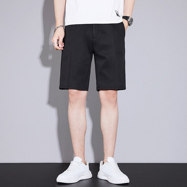 男款寬鬆直筒五分西裝短褲 夏季百搭休閒褲