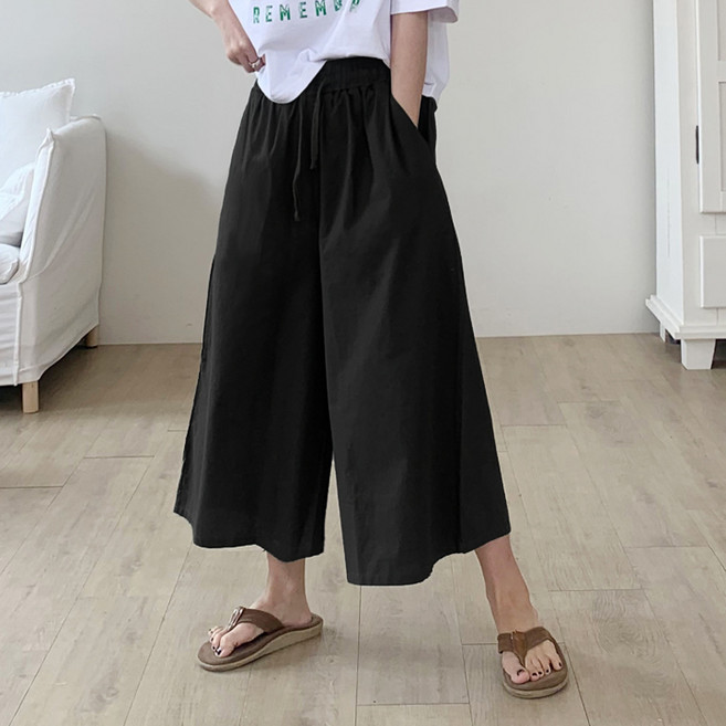 애플망고옷장 여성 9부 445와이드 팬츠 오버핏 밴딩바지