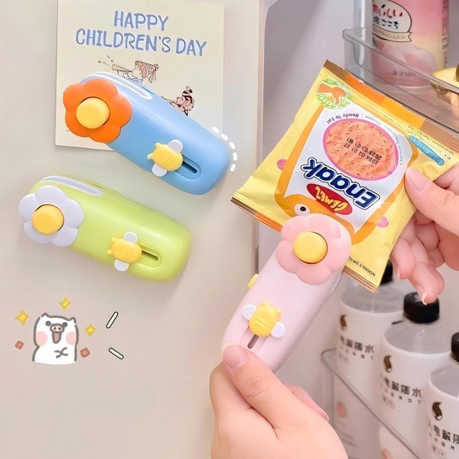 혼반홈 실링기 커팅기 밀봉기 냉장고 자석 비닐 봉지 충전식 가정용 2IN1실링+커팅 2개, 핑크 + 그린, 1세트