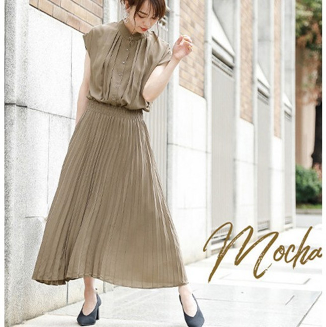 ANYOU 여름 여성 분위기 원피스 허리 조임 반팔 쉬폰 원피스