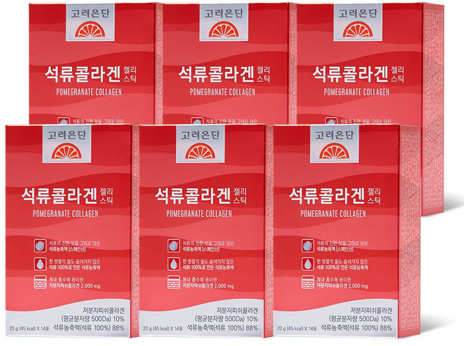 고려은단 석류콜라겐 젤리스틱 저분자피쉬콜라겐 14포 6박스, 280g, 6개