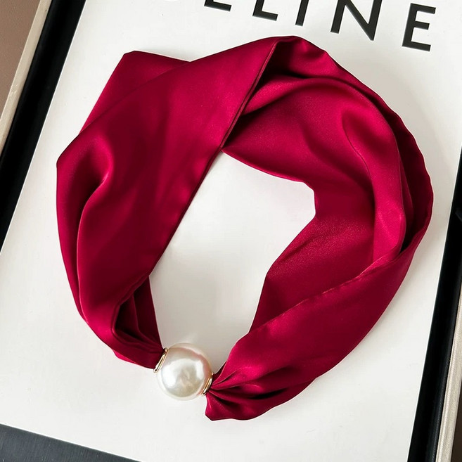 새틴 실크 진주볼 자석 스카프 SH1804RE