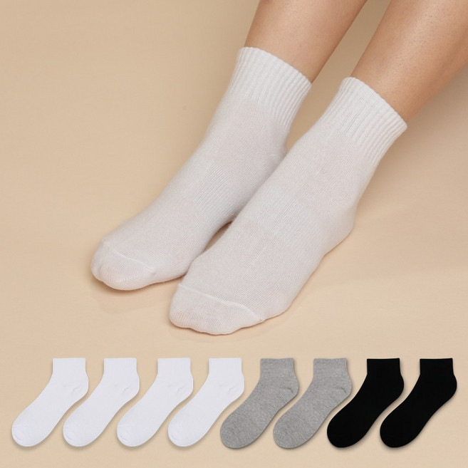 비바슈슈 여성용 쫀쫀한 단목 면양말 무지 8켤레