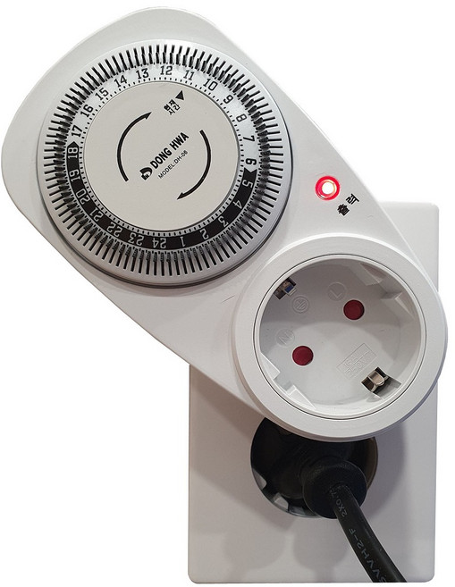 동화전자 슬림형 타이머 콘센트 1구 DH-06, 12.5cm, 혼합색상, 1개