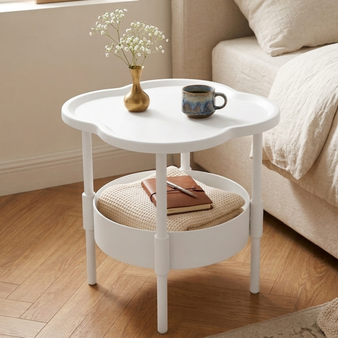이스쳐 미니 협탁 사이드 테이블, 화이트