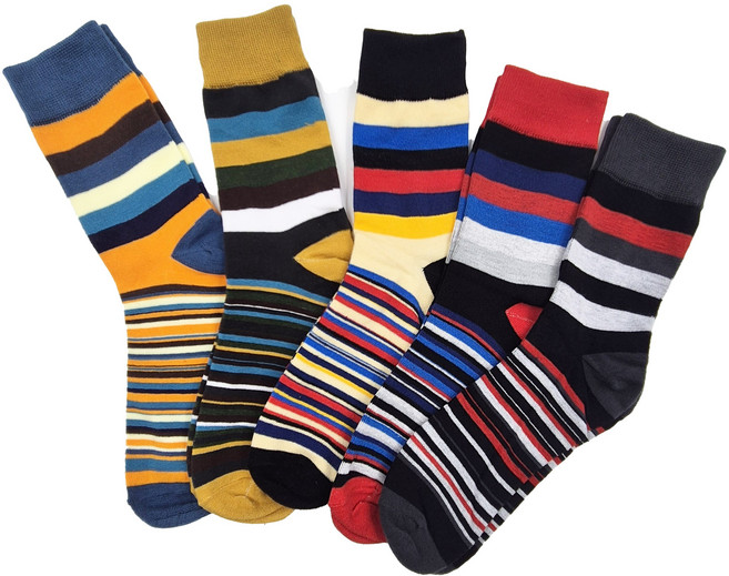 베네피온 남자 줄무늬 양말 스트라이프 면양말 5켤레