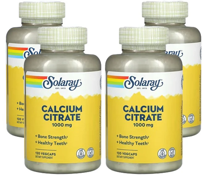솔라레이 칼슘시트레이트 1 000mg 120베지캡슐(캡슐 1정당 250mg), 4개, 120정 - 쿠팡