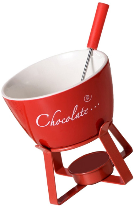 초콜릿 치즈 사탕 애피타이저용 포크가 포함된 퐁듀 냄비 세트 티라이트 도자기 멜팅 냄비 세라믹 버터 워머 세트, 빨간색