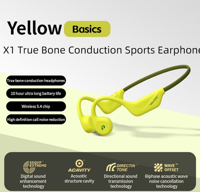 POLVCDG 개방형 골전도 사이클링 이어폰 32GB 메모리 Bluetooth 5 4 야외 스포츠 러닝 X1, Fluorescent 32G