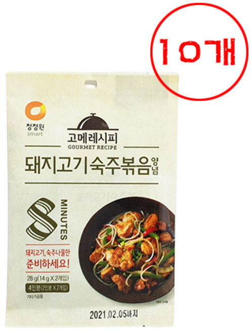 [몽둥이네마트] 청정원 고메레시피 양념돼지고기 숙주볶음 혼족 혼밥을 위한 간편조리 즉석조리 제품, 10개, 28g