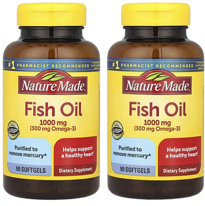 네이쳐메이드 피쉬 오일 2 000mg 90소프트젤(1소프젤당 1 000mg), 2개, 90정 - 쿠팡