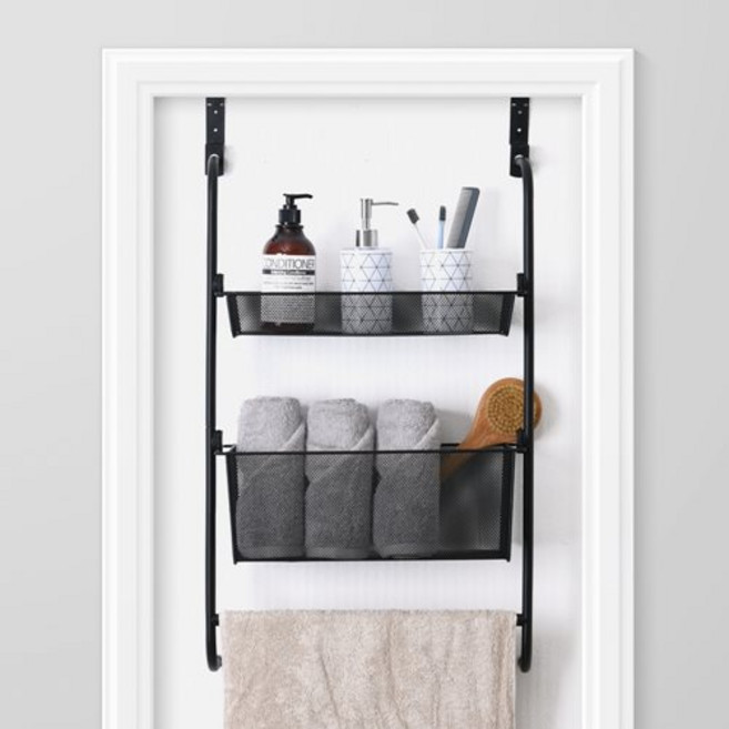 노바리빙 촘촘 2단 문걸이 선반, 화이트, 1개