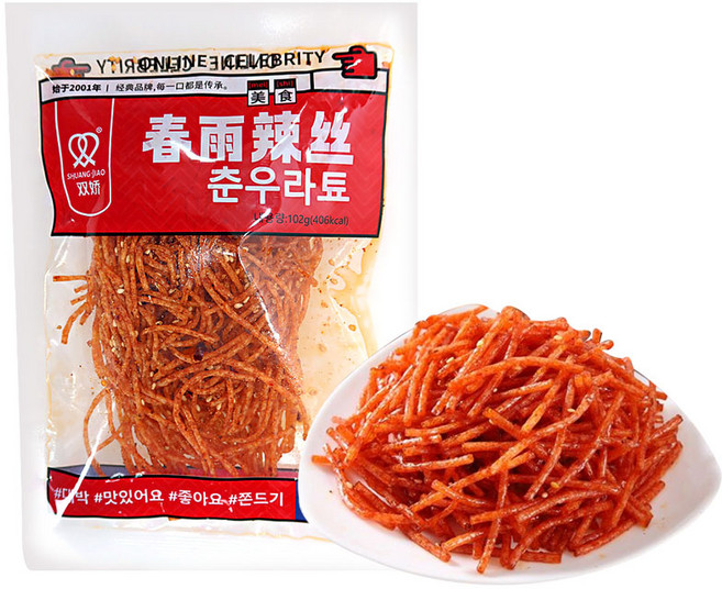 (배터짐) 썅교 매콤 고소한 참깨 춘우라툐 라티아오 쫀드기(실크 채), 10개, 102g