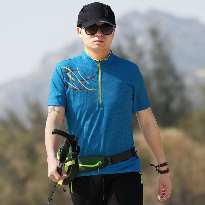 超彈性素面速乾機能衣 登山休閒運動適用 男款立領長袖排汗透氣快乾衣 登山排汗吸濕速乾長袖T