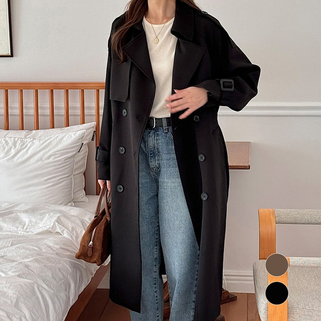 (퀄리티/인생핏보장) 어던무드 여성 트렌치코트 빅사이즈 봄 가을 롱코트