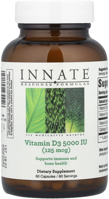 Innate Response Formulas (이네이트 리스폰스 포뮬라) 비타민D3 5 000IU(125mcg) 캡슐 60정, 5개 - 쿠팡