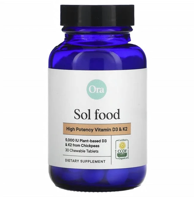 오라 Ora Sol Food 고효능 비타민D3 및 K2 츄어블 30정120702원산지:기타, 30정, 1개 - 쿠팡