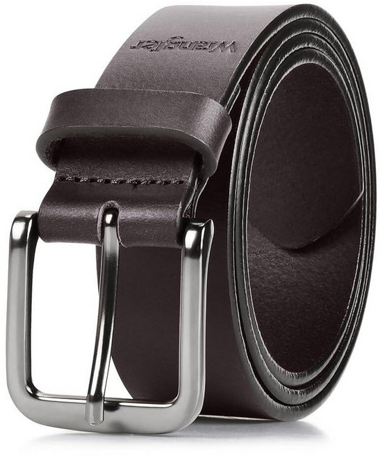 Wrangler 남성용 풀 그레인 천연 가죽 35mm 두께의 캐주얼 벨트 청바지 바지 브라운 339325