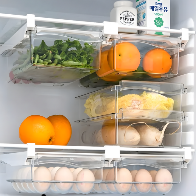 가지런리빙 냉장고 슬라이드 계란트레이 냉장고정리, 1개, 투명