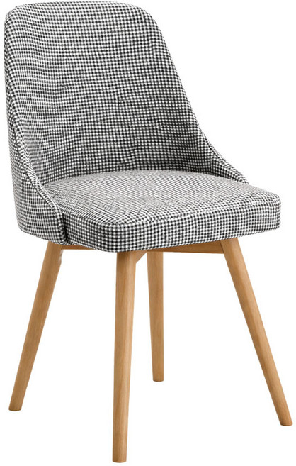 FDW 北歐實木餐椅 乳膠坐墊 實木椅腳 360度旋轉 千鳥格紋 多色選擇, 旋轉-千鳥格, 1個