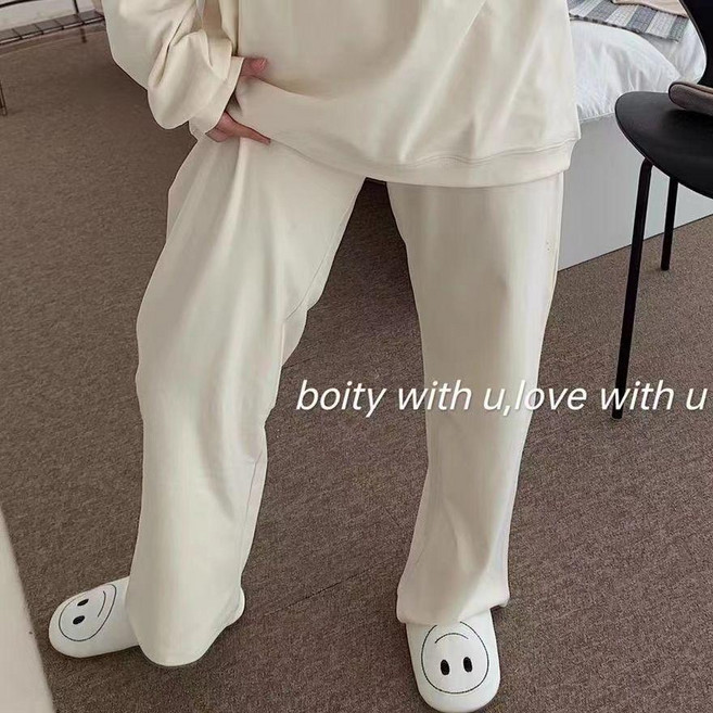 純色德絨長袖睡衣女 春秋款休閒家居服套裝