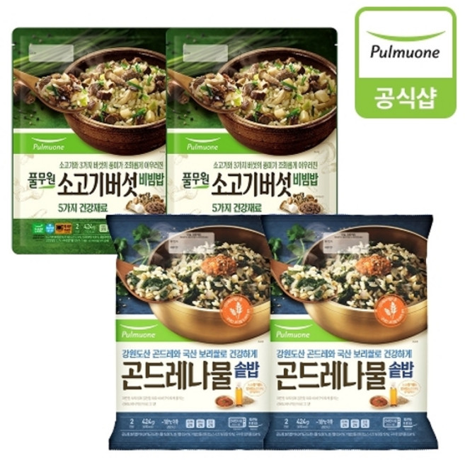 풀무원 [풀무원] 비빔밥 424g 4개(8인)(소고기버섯2개+곤드레나물2개), 1개