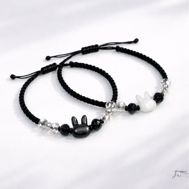 제고비 귀여운 비즈 우정 커플 팔찌 세트(고양이/토끼)택1