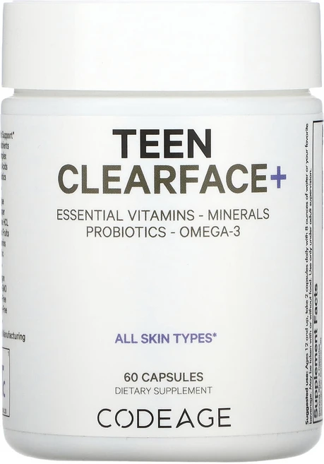 CodeAge 틴 클리어 페이스 비타민 모든 스킨 타입용 캡슐 60정, 1개 - 쿠팡