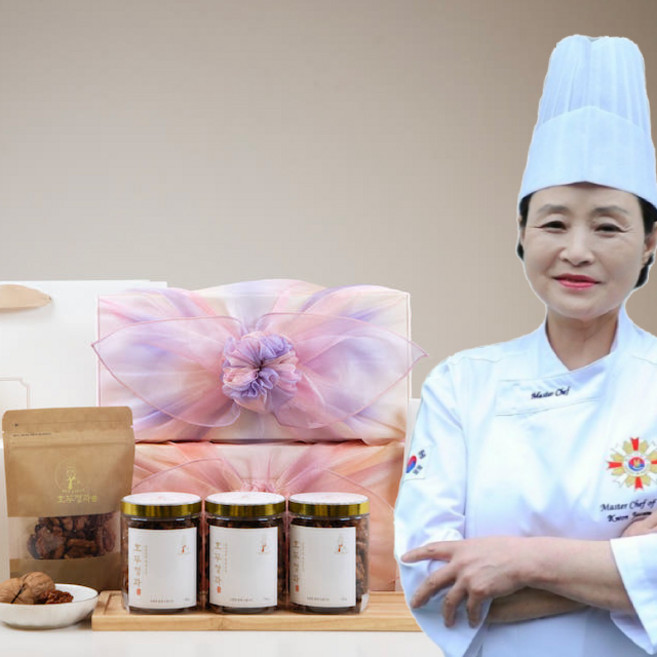 한과명인제작 명인비법소스 호두정과 선물 명절선물 설선물 추석선물 회사판촉물, 캬라멜맛 0개 + 시나몬맛 3개, 핑크 보자기 선택함, 쇼핑백 선택함, 1세트, 390g