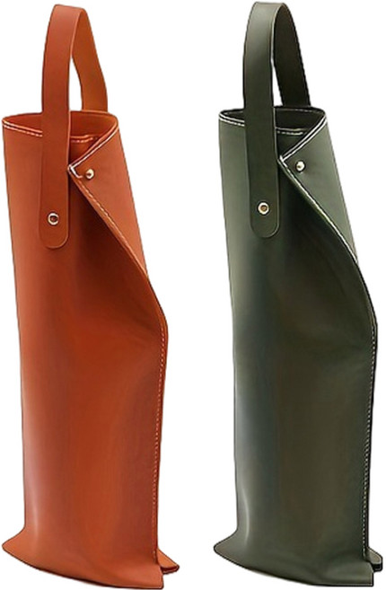 콜키지 집들이 고급 가죽 와인 위스키 쇼핑백 2개, 1세트, 오렌지+카키