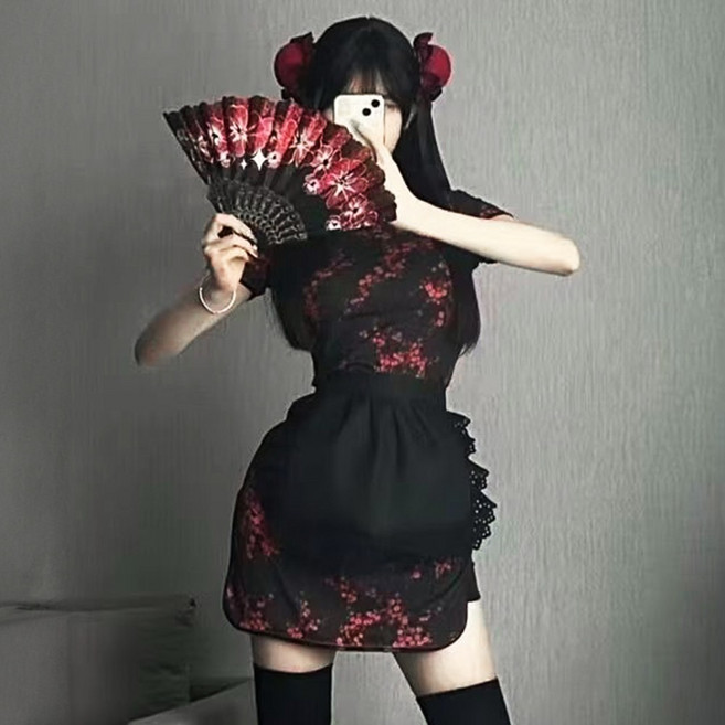 오리엔탈 레트로 치파오 가정부 코스프레