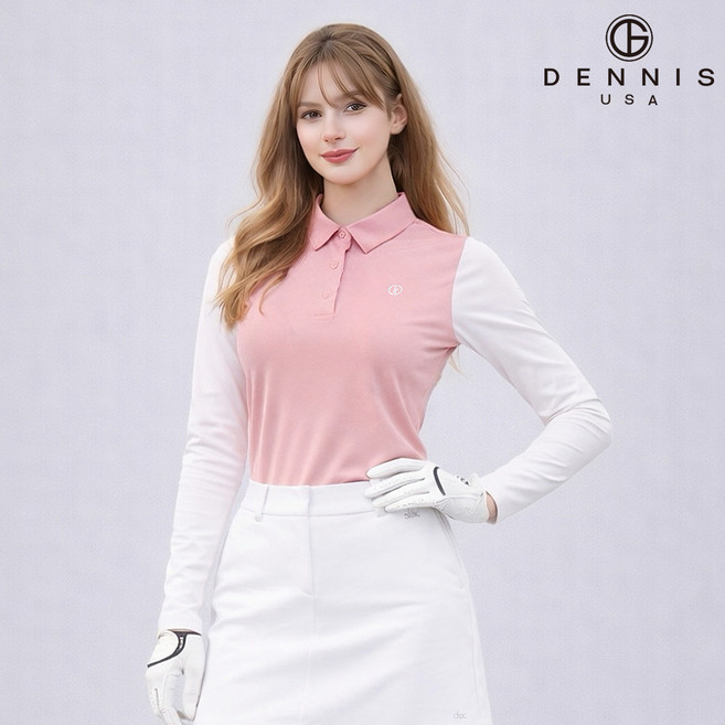 [DENNIS] 26SS신상 여성 메쉬 슬림핏 배색 긴팔카라티_NARMLTS072