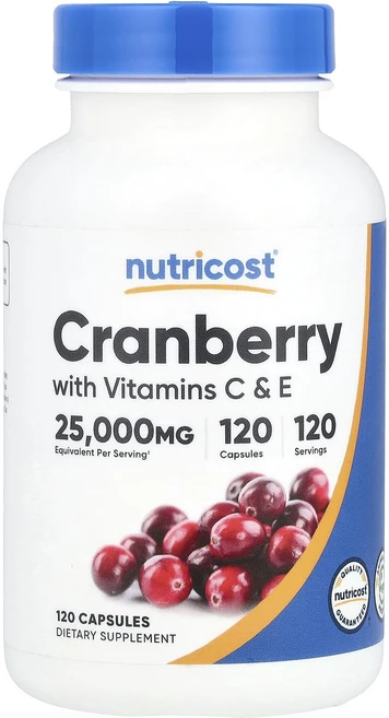 Nutricost 크랜베리 비타민C 및 E 캡슐 120정, Nutricost크랜베리비타민C및E캡슐120정, 1개 - 쿠팡