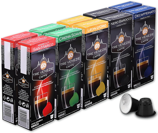 트레베네치아 네스프레소 호환 캡슐커피 5종 세트, 5.5g, 100개입, 1세트
